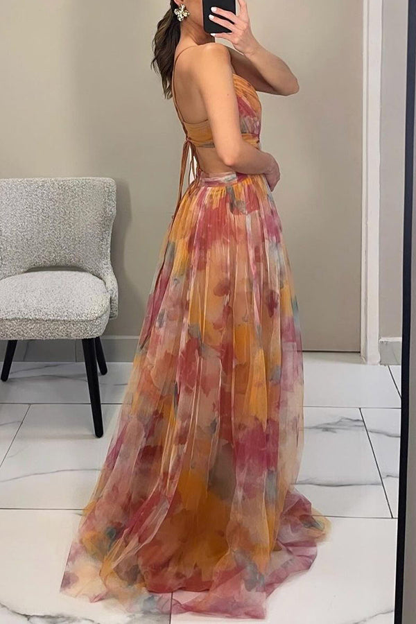Floral Maxi Dress Flowing Skirt Flora - Women's Dress