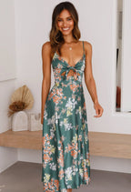 Floral Maxi Dress Square Neck Vera - Women's Dress