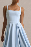 Square Neck Midi Dress Pleated Skirt Parina - Women's Dress