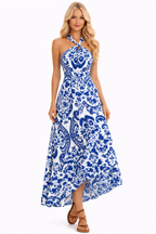 Halter Maxi Dress Crisscross Nora - Women's Dress