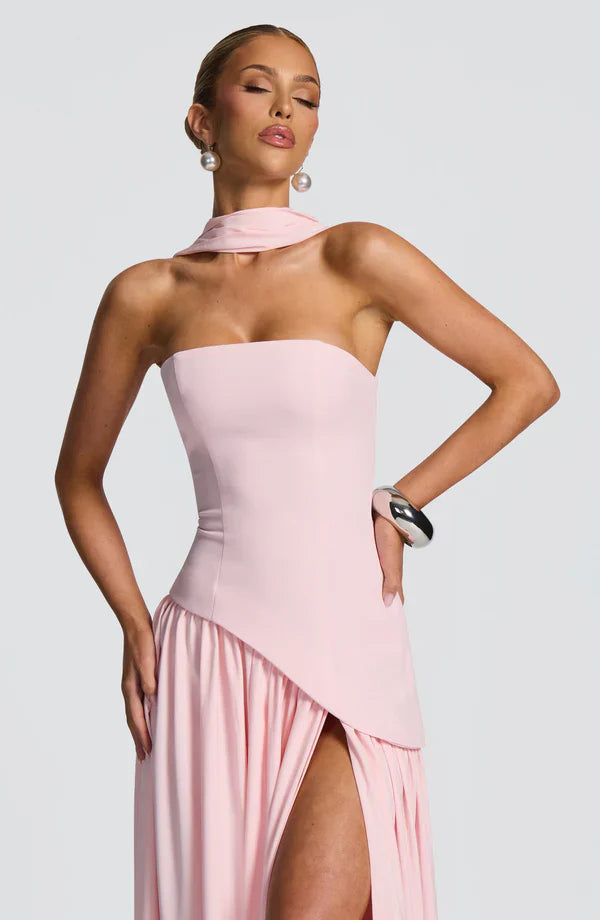Strapless Chiffon Maxi Dress Celeste - Women's Dress