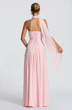 Strapless Chiffon Maxi Dress Celeste - Women's Dress