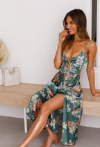 Floral Maxi Dress Square Neck Vera - Women's Dress