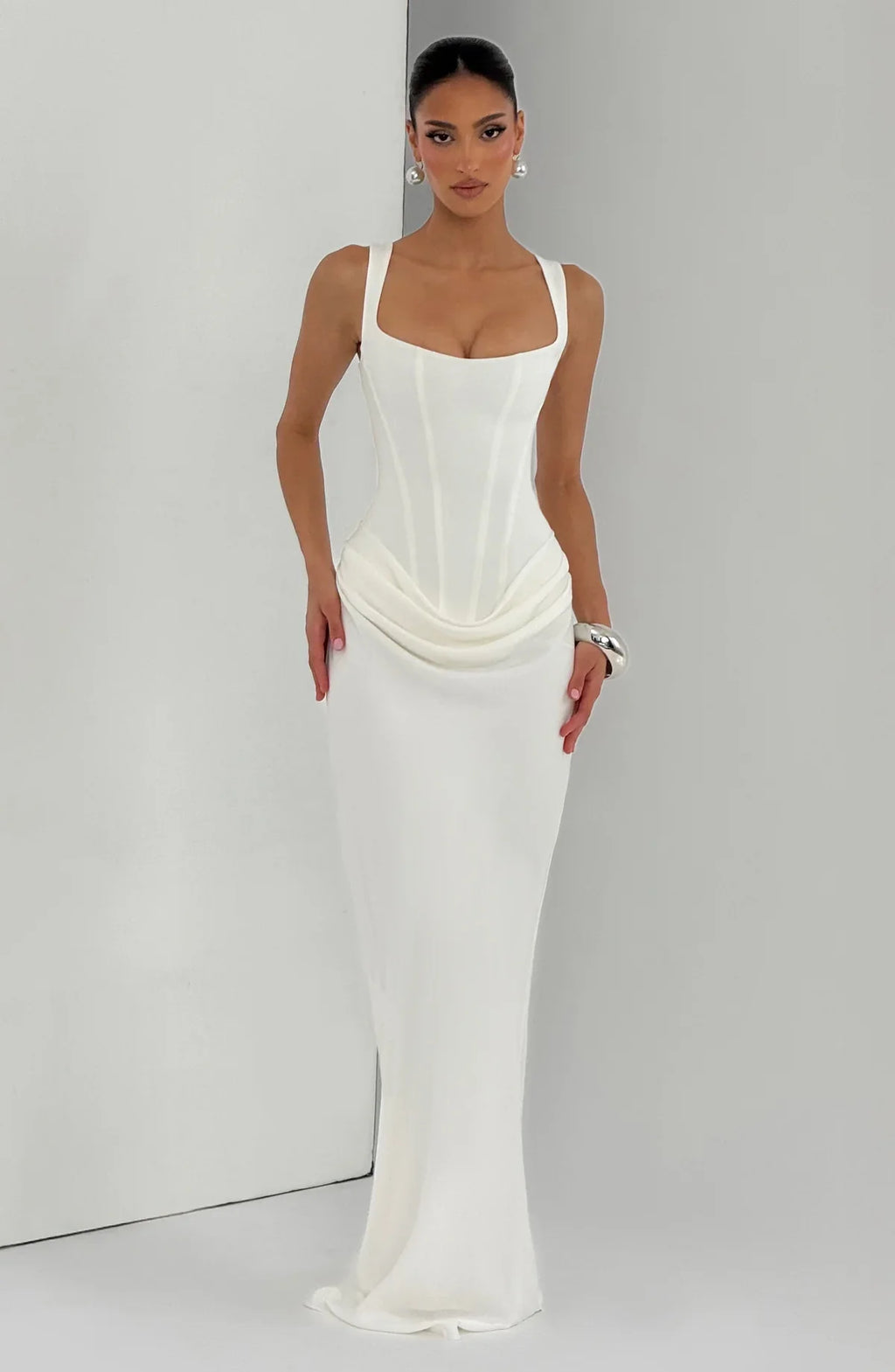 Corset Maxi Dress Square Neck Elara - Women's Dress