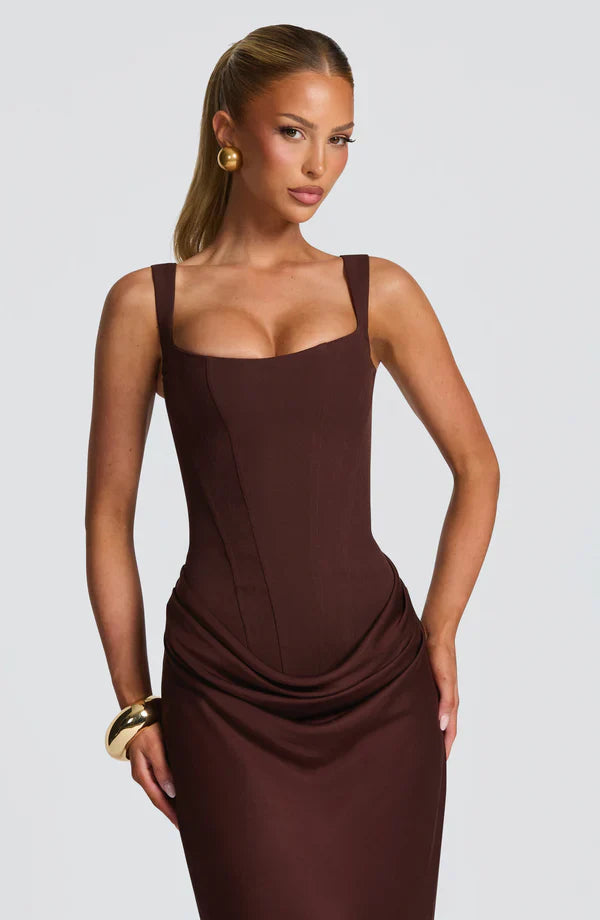 Corset Maxi Dress Square Neck Elara - Women's Dress