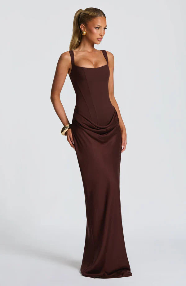Corset Maxi Dress Square Neck Elara - Women's Dress