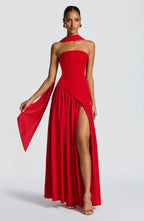 Strapless Chiffon Maxi Dress Celeste - Women's Dress
