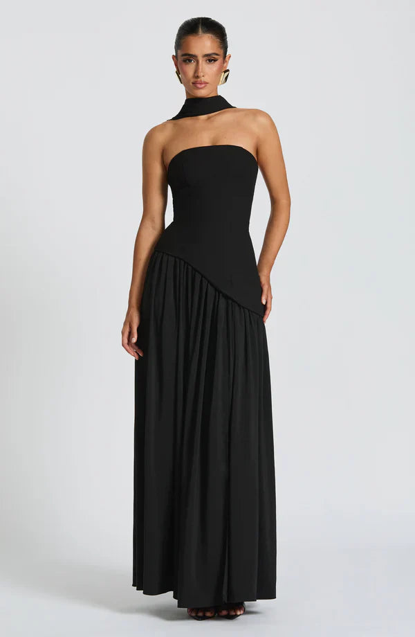 Strapless Chiffon Maxi Dress Celeste - Women's Dress