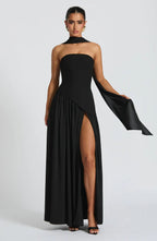 Strapless Chiffon Maxi Dress Celeste - Women's Dress