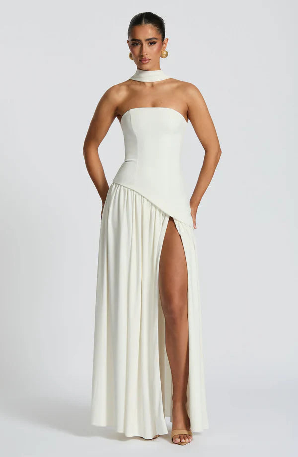 Strapless Chiffon Maxi Dress Celeste - Women's Dress