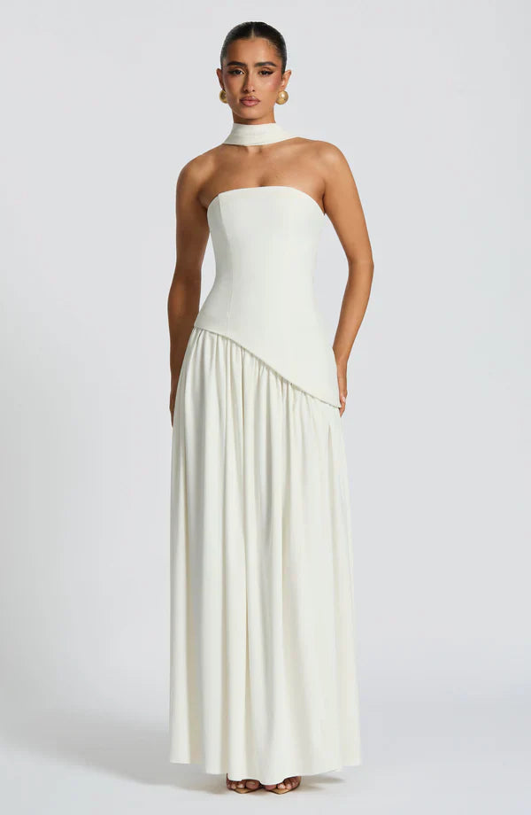 Strapless Chiffon Maxi Dress Celeste - Women's Dress