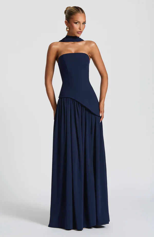 Strapless Chiffon Maxi Dress Celeste - Women's Dress