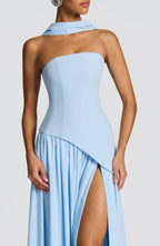 Strapless Chiffon Maxi Dress Celeste - Women's Dress