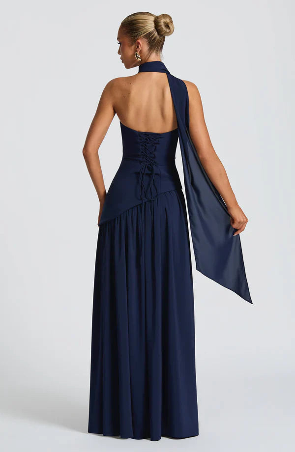 Strapless Chiffon Maxi Dress Celeste - Women's Dress
