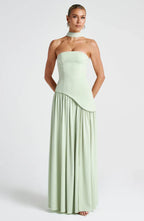 Strapless Chiffon Maxi Dress Celeste - Women's Dress