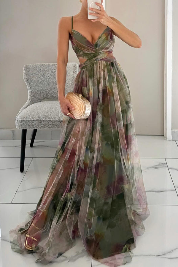 Floral Maxi Dress Flowing Skirt Flora - Women's Dress