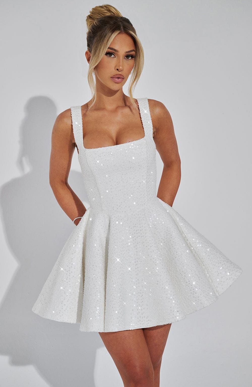 Sequin Tweed Mini Dress Cleo - Women's Dress