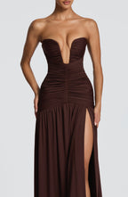 Strapless Maxi Dress High Slit Junia - Women's Dress