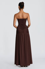 Strapless Maxi Dress High Slit Junia - Women's Dress