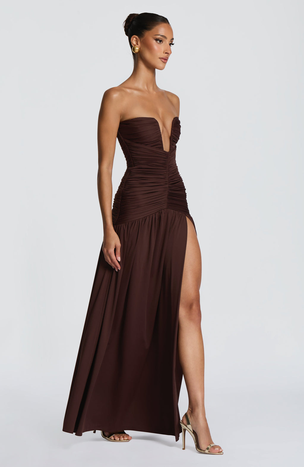 Strapless Maxi Dress High Slit Junia - Women's Dress