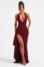 Halter Backless Maxi Dress High Slit Jade - Women's Dress