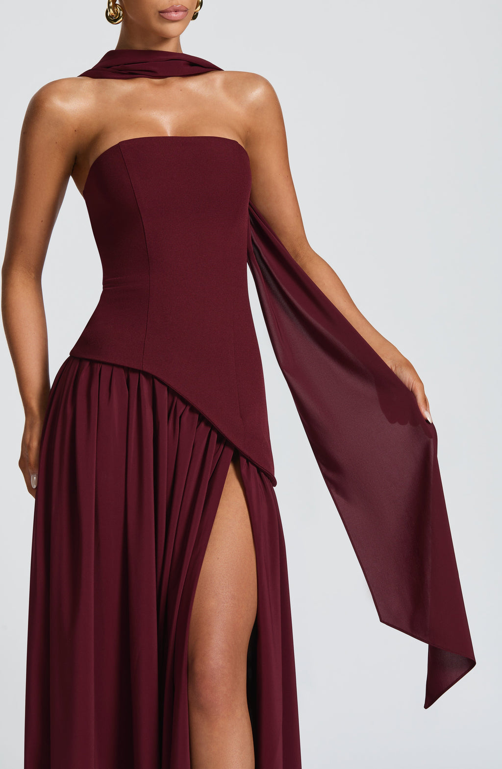 Strapless Chiffon Maxi Dress Celeste - Women's Dress