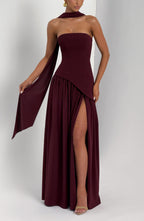 Strapless Chiffon Maxi Dress Celeste - Women's Dress