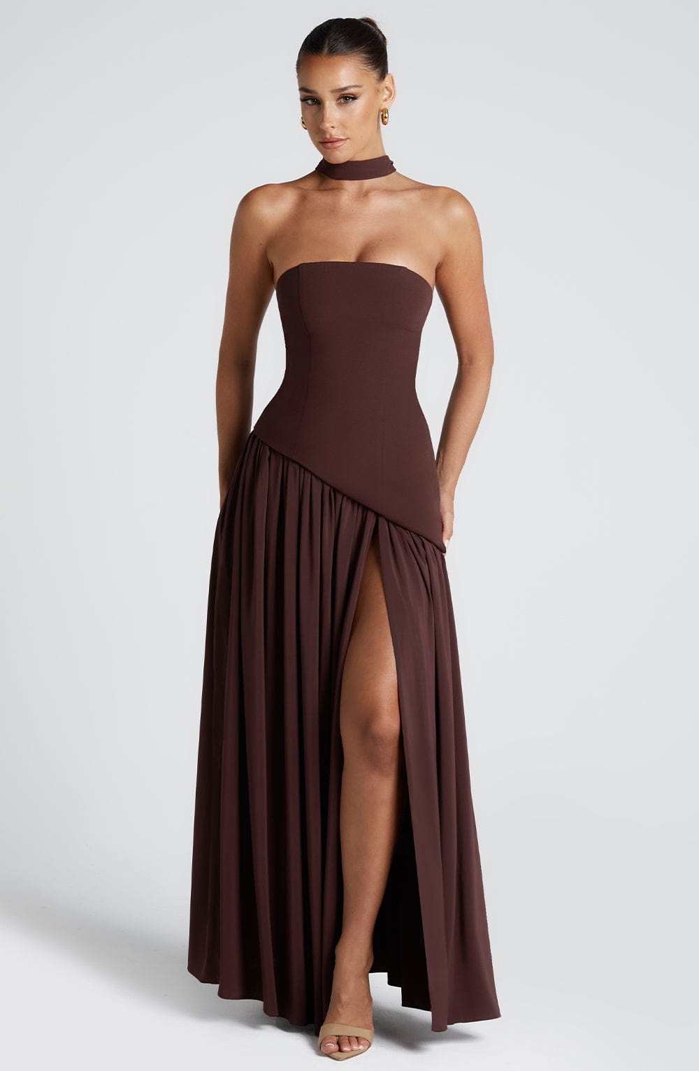 Strapless Chiffon Maxi Dress Celeste - Women's Dress