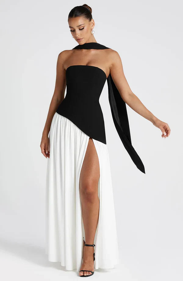 Strapless Chiffon Maxi Dress Celeste - Women's Dress