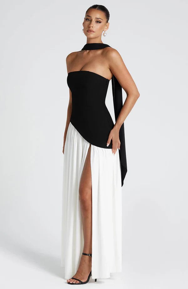 Strapless Chiffon Maxi Dress Celeste - Women's Dress