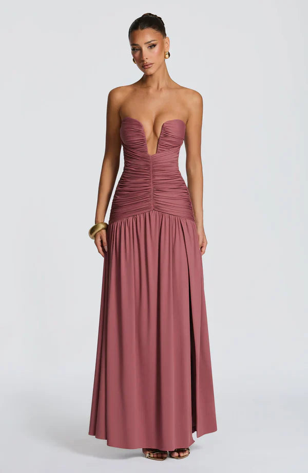 Strapless Maxi Dress High Slit Junia - Women's Dress