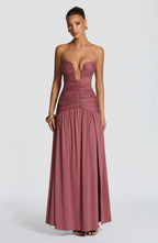 Strapless Maxi Dress High Slit Junia - Women's Dress
