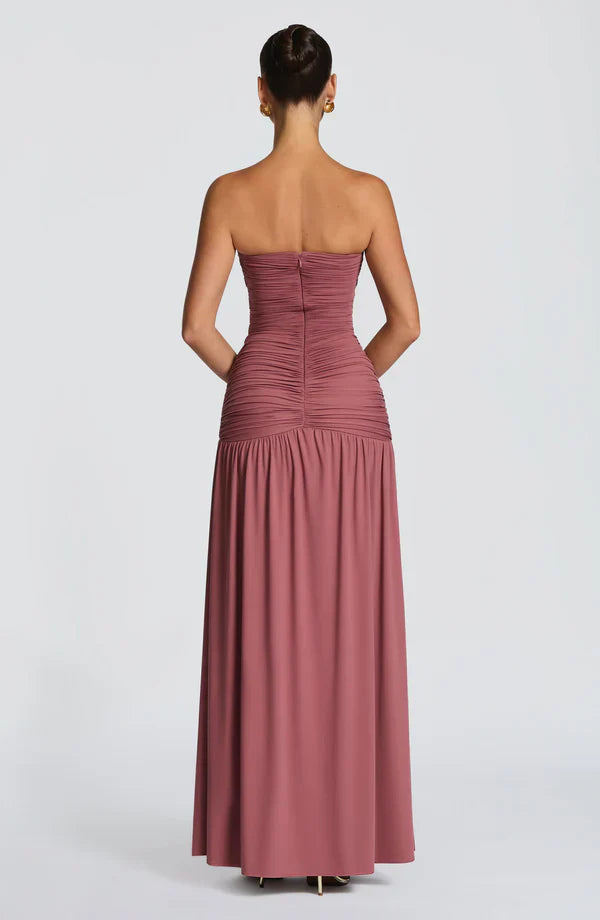 Strapless Maxi Dress High Slit Junia - Women's Dress