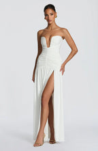 Strapless Maxi Dress High Slit Junia - Women's Dress