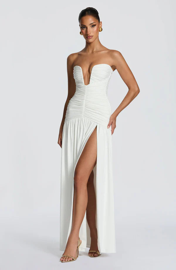 Strapless Maxi Dress High Slit Junia - Women's Dress