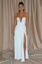 Strapless Maxi Dress High Slit Junia - Women's Dress