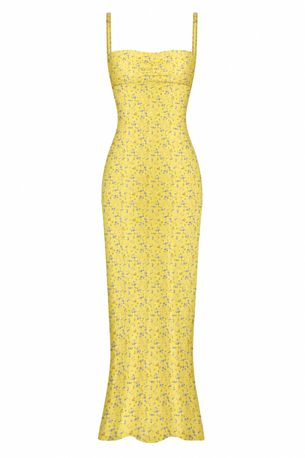Floral Slip Maxi Dress Scooped Back Spaghetti Strap Monica - Women's Dress