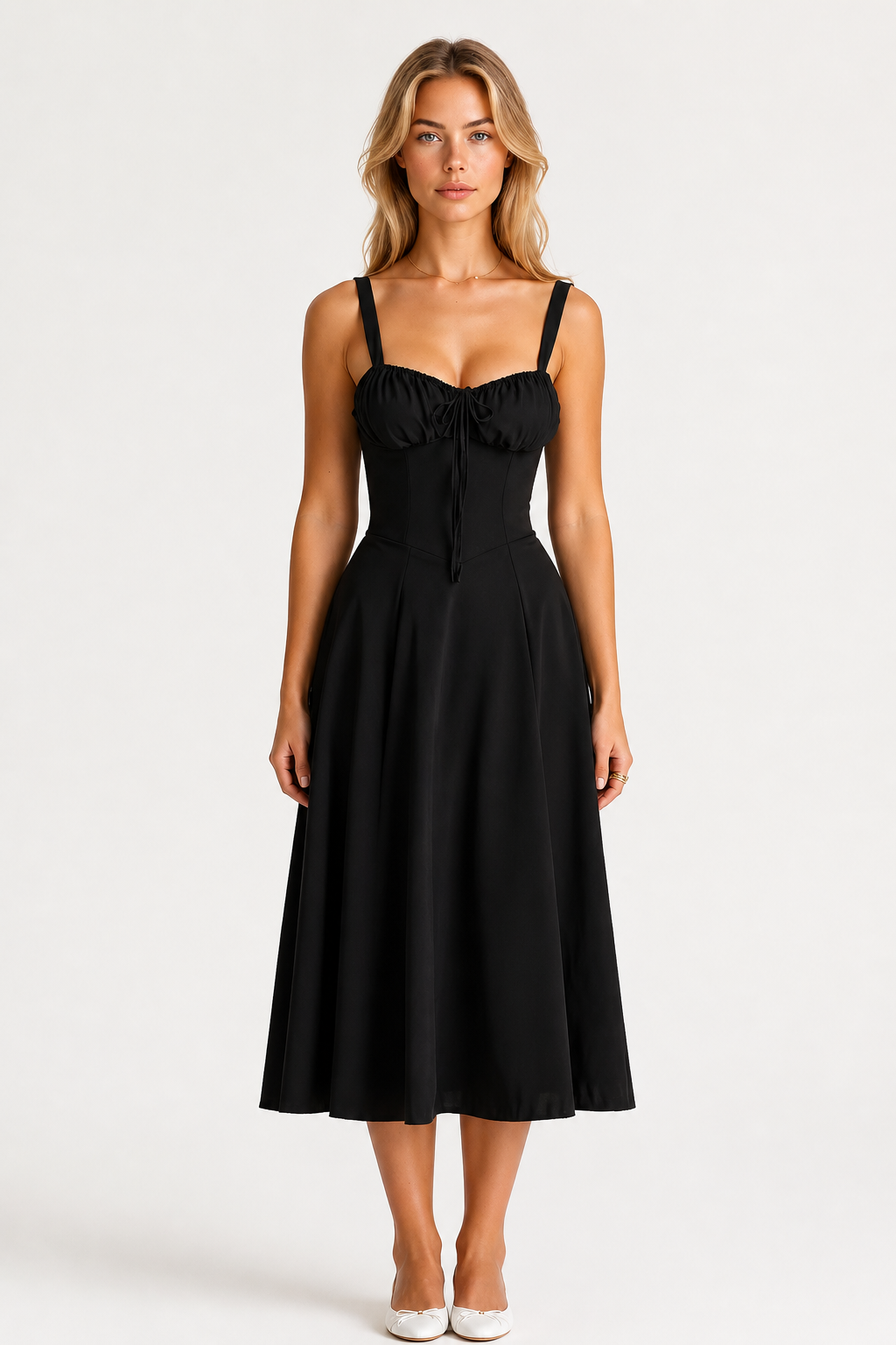 Bustier Midi Dress Tailored Waist Kiana - Women's Dress