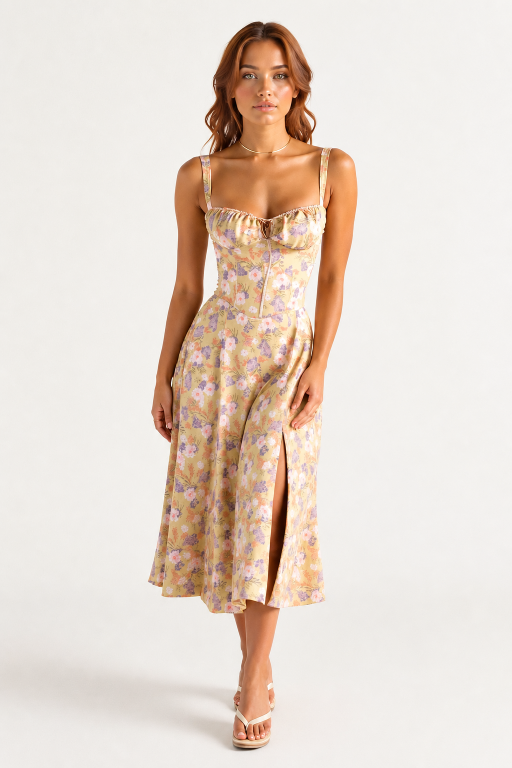 Bustier Midi Dress Tailored Waist Kiana - Women's Dress