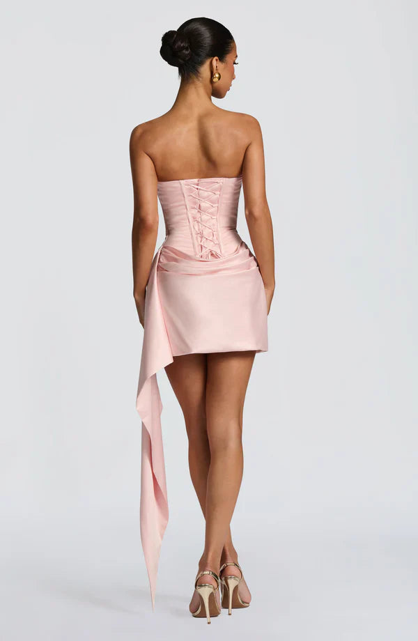 Strapless Satin Mini Dress Mila - Women's Dress
