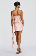 Strapless Satin Mini Dress Mila - Women's Dress