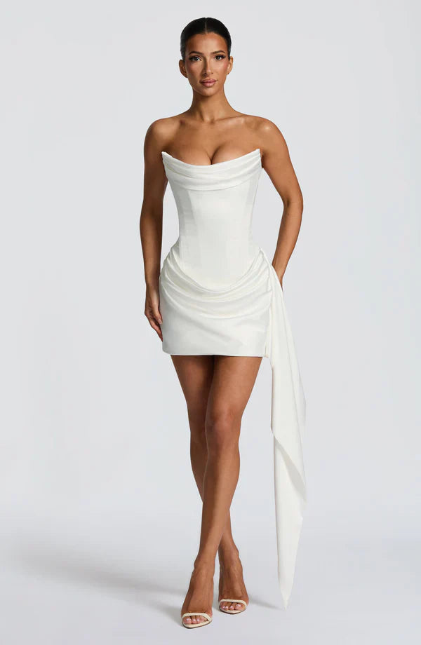 Strapless Satin Mini Dress Mila - Women's Dress