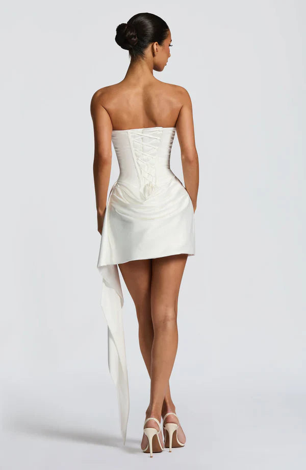 Strapless Satin Mini Dress Mila - Women's Dress