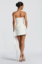 Strapless Satin Mini Dress Mila - Women's Dress