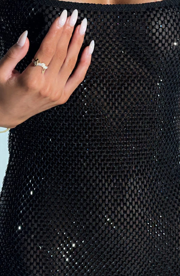 Rhinestone Bodycon Mini Dress Roxy - Women's Dress