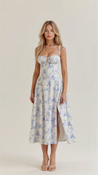Bustier Midi Dress Tailored Waist Kiana - Women's Dress