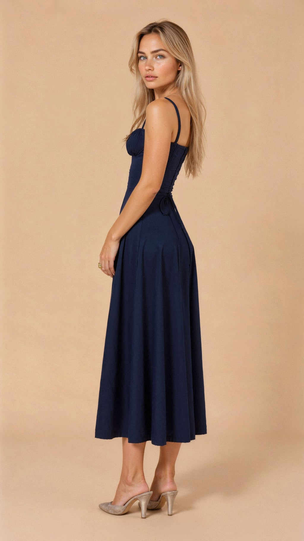 Bustier Midi Dress Tailored Waist Kiana - Women's Dress