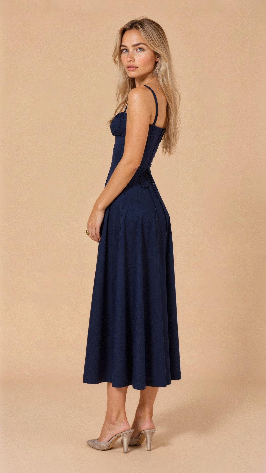 Bustier Midi Dress Tailored Waist Kiana - Women's Dress