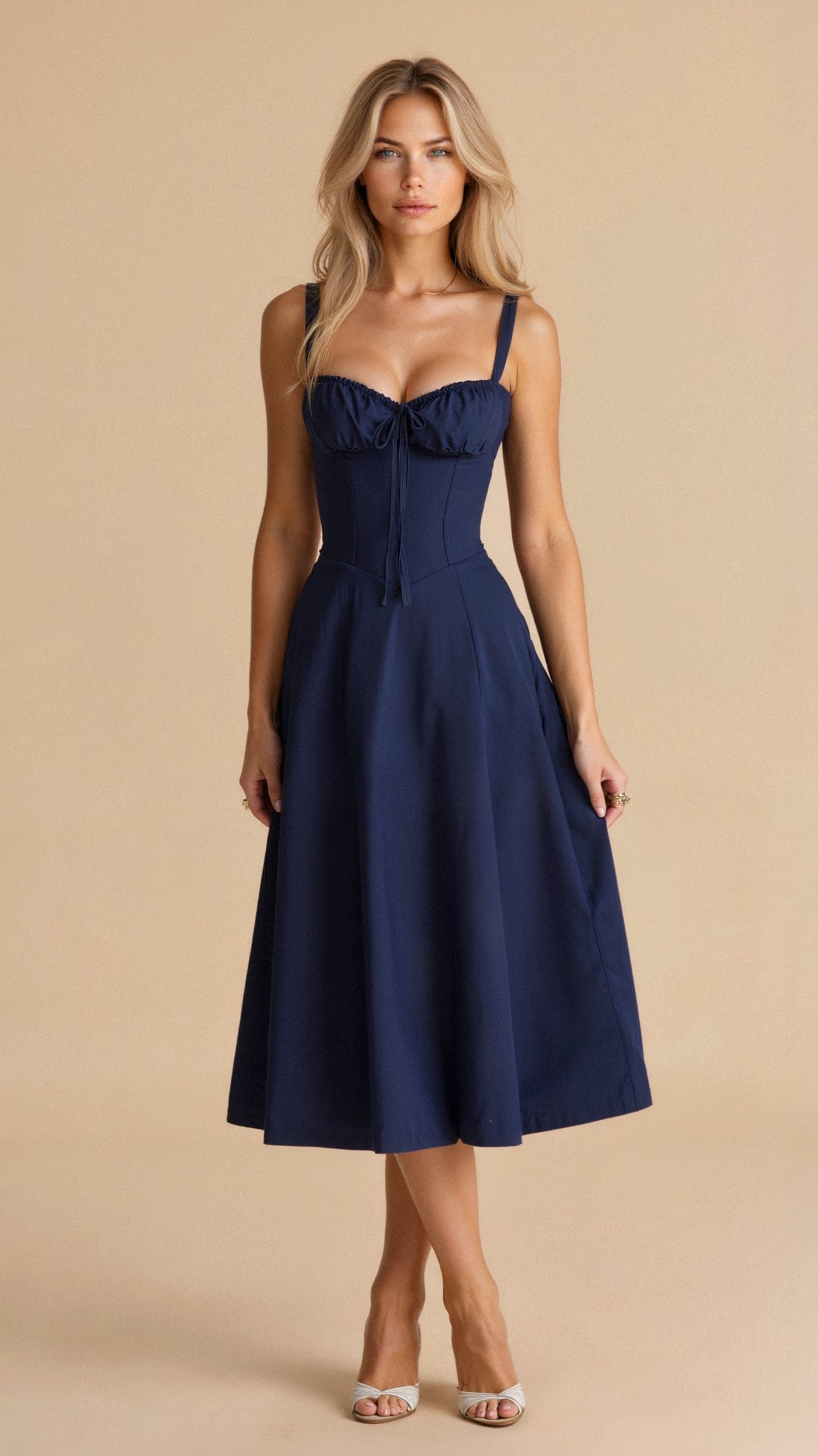 Bustier Midi Dress Tailored Waist Kiana - Women's Dress