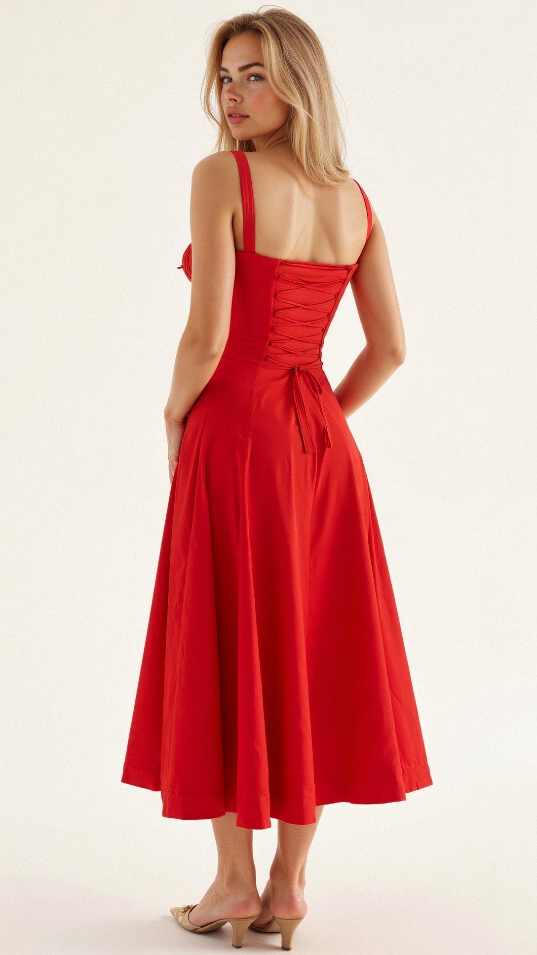 Bustier Midi Dress Tailored Waist Kiana - Women's Dress
